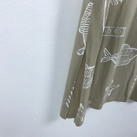 Vintage Key Wear Midi Dress Size L Beige Fish Starfish Beach Polyester Blend - Picture 8 of 8